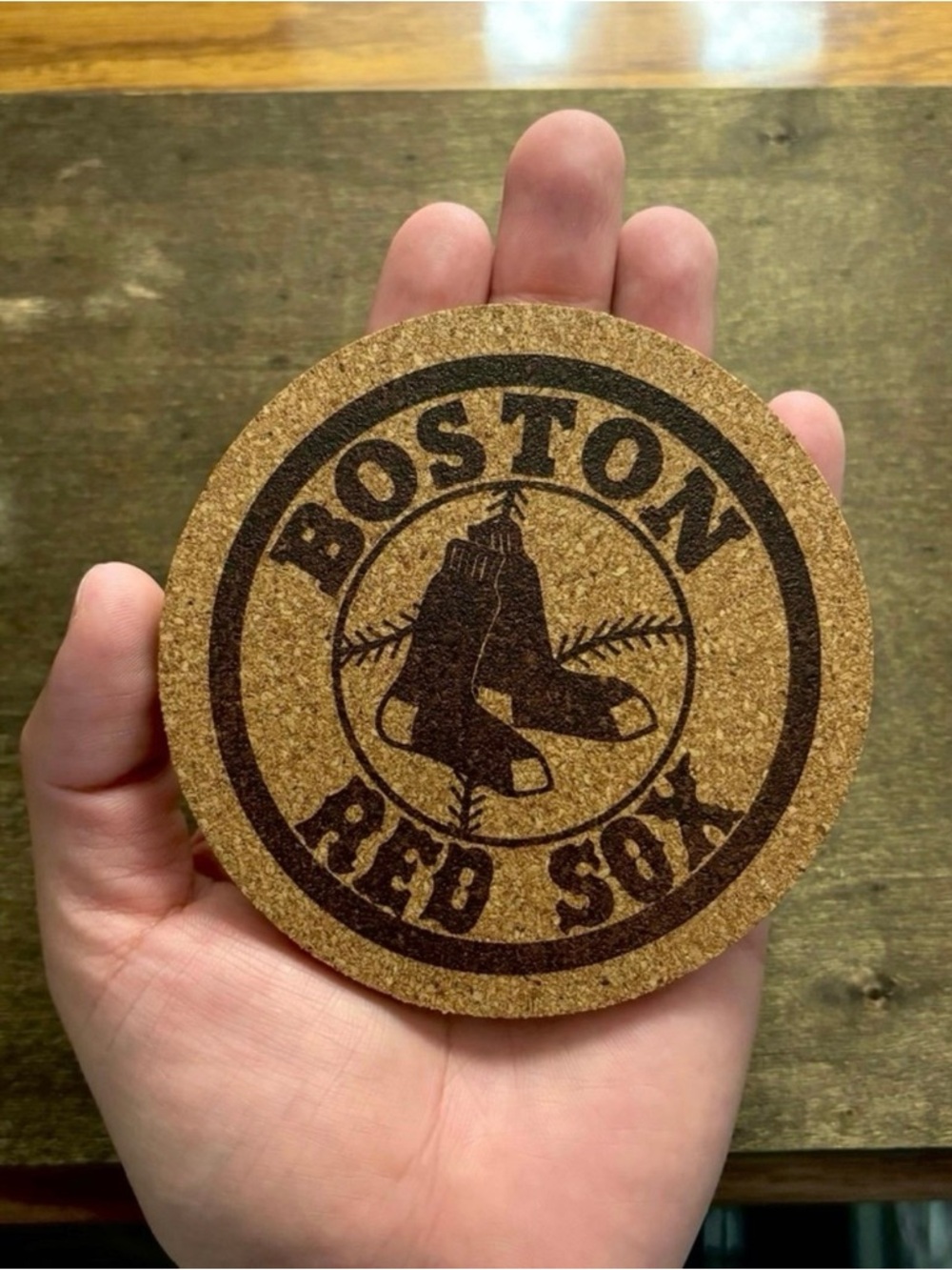 Boston Red Sox Laser Engraved Cork Coaster - Picture 3 of 5